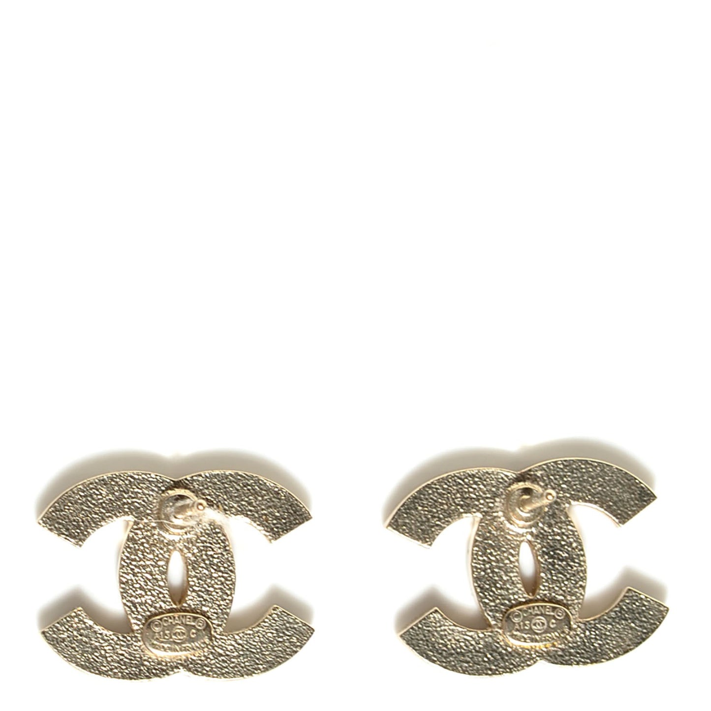 Enamel Striped CC Earrings Pink White Gold