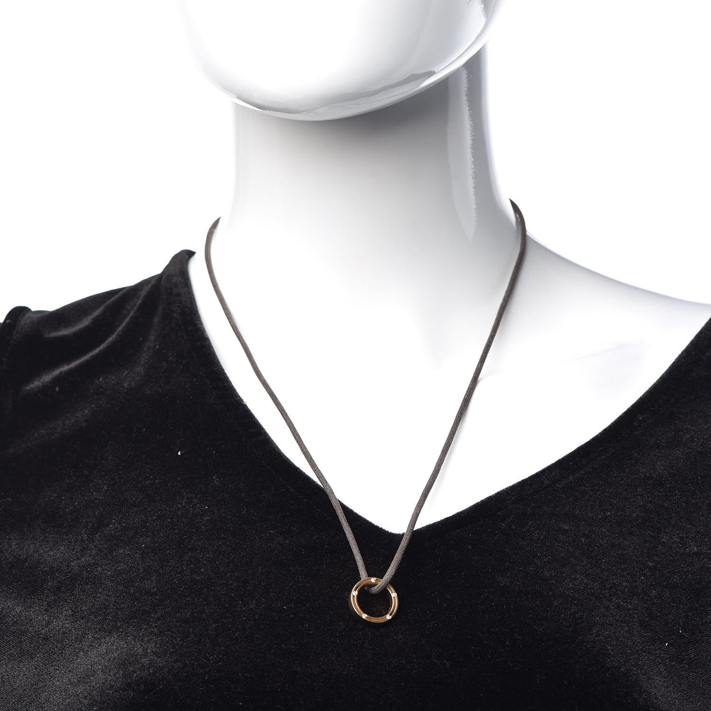 X BRAD PITT 18K Yellow Gold Cord 10 Diamonds D.Side Pendant Necklace