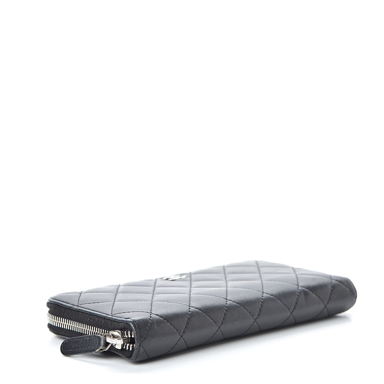 Chanel Lambskin Quilted Large Gusset Zip Around Wallet Black 4 of 12