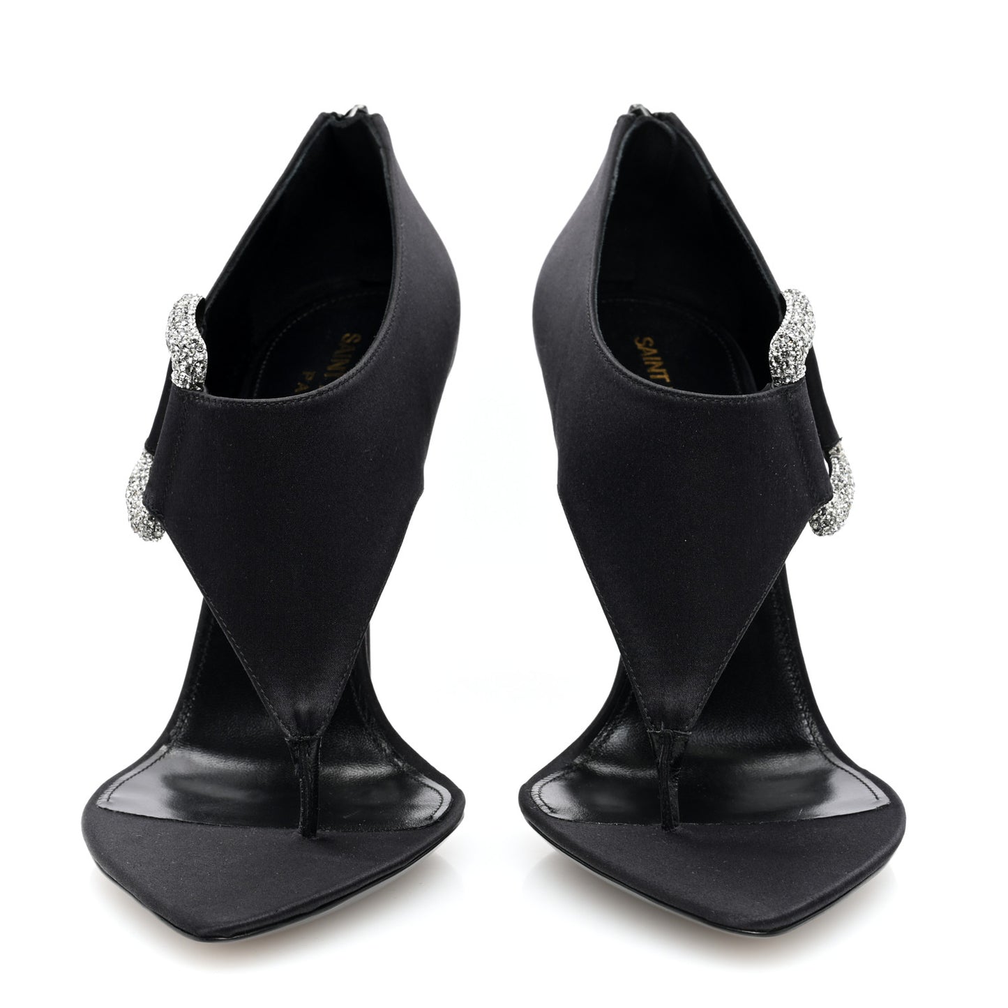 Crepe Satin Crystal Buckle Sean 110 Sandals 38 Black