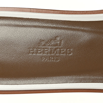 Hermes Box Calfskin Oran Sandals 38 White 7 of 8