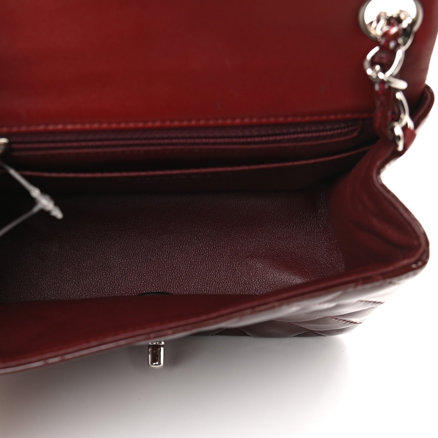 Patent Quilted Mini Square Flap Dark Red