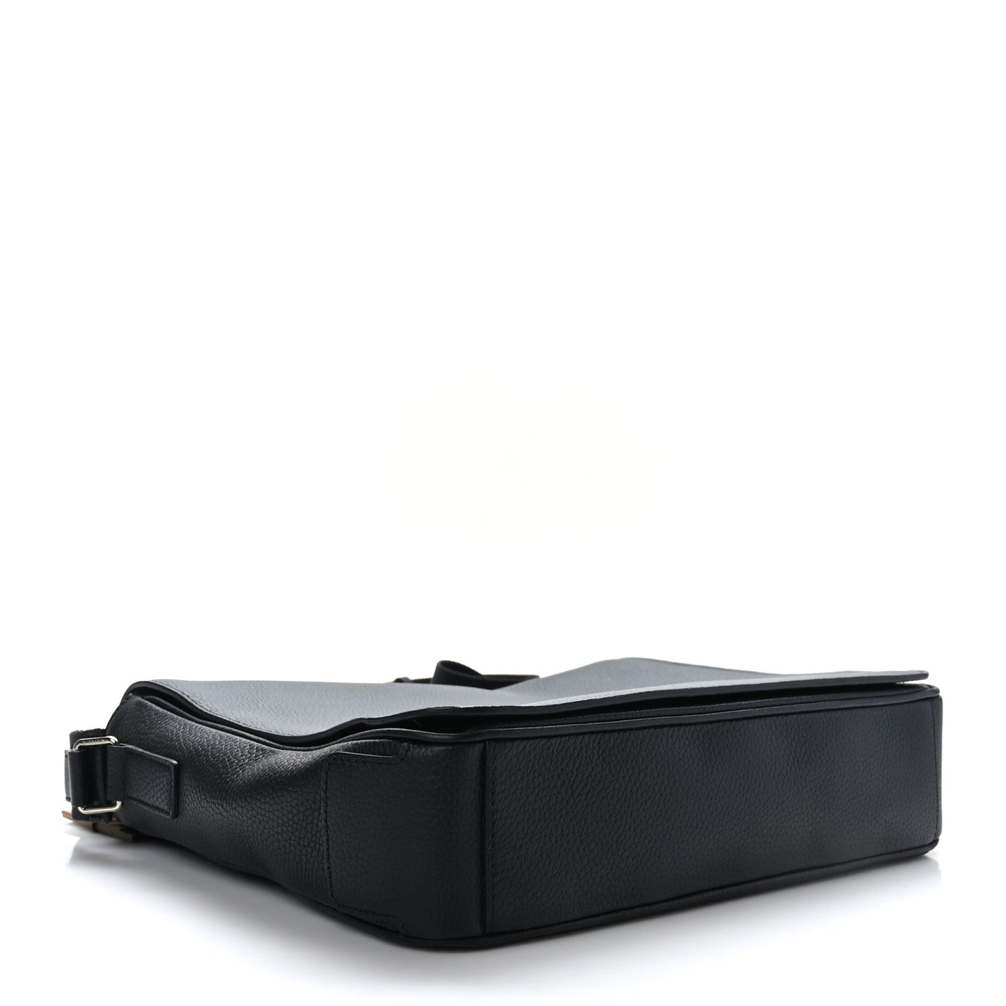 Grainy Calfskin Embossed Bruno Messenger Black