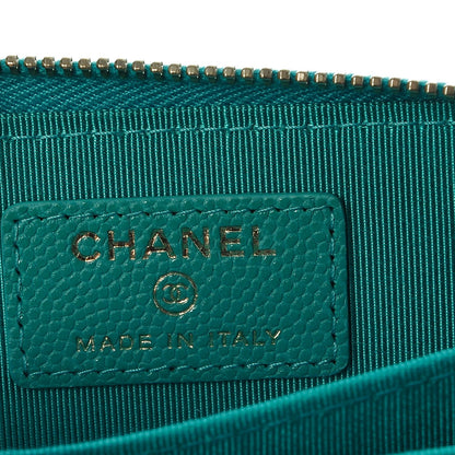 Chanel Caviar Quilted Zip Coin Purse Turquoise 6 of 8