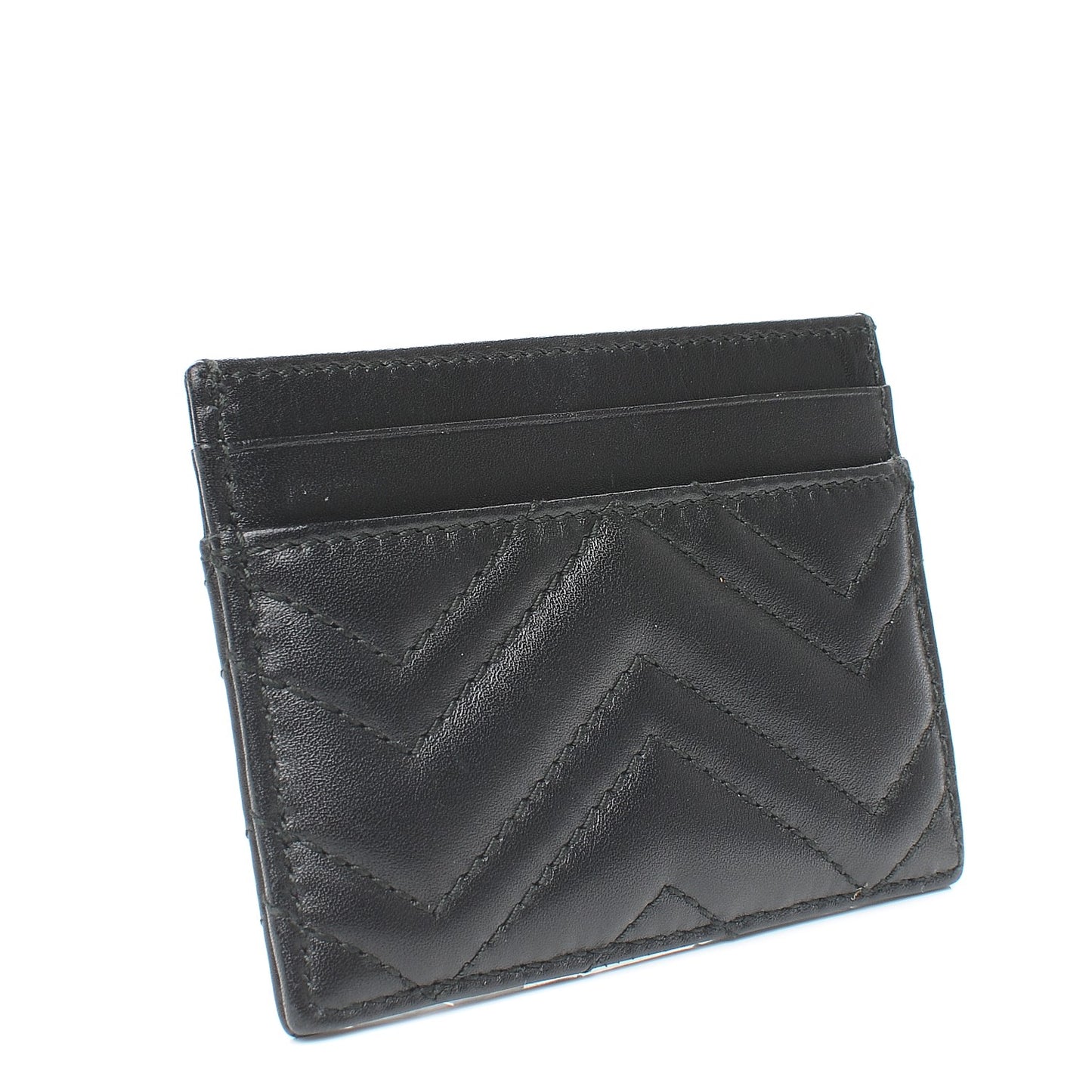 Calfskin Matelasse GG Marmont Card Holder Black