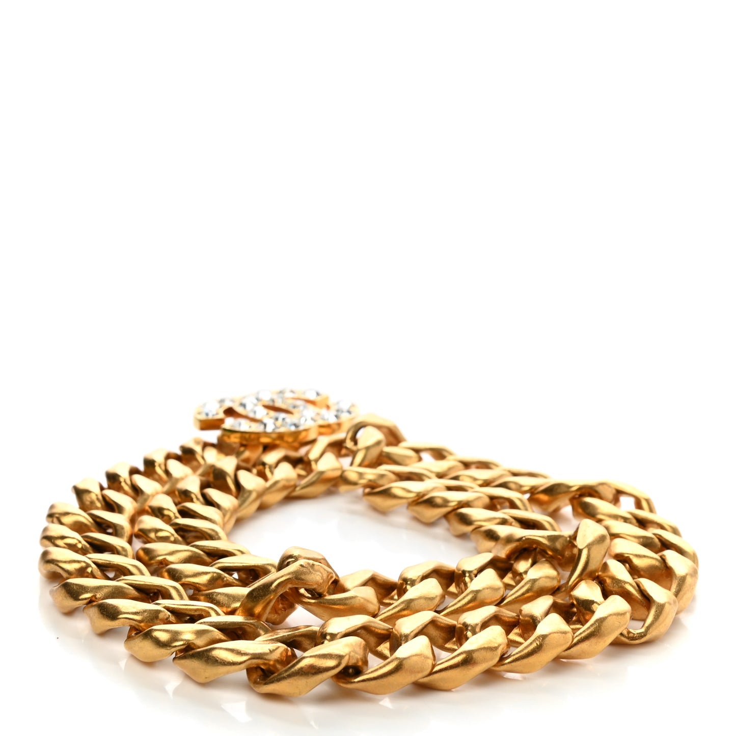 Crystal CC Chain Link Belt Gold