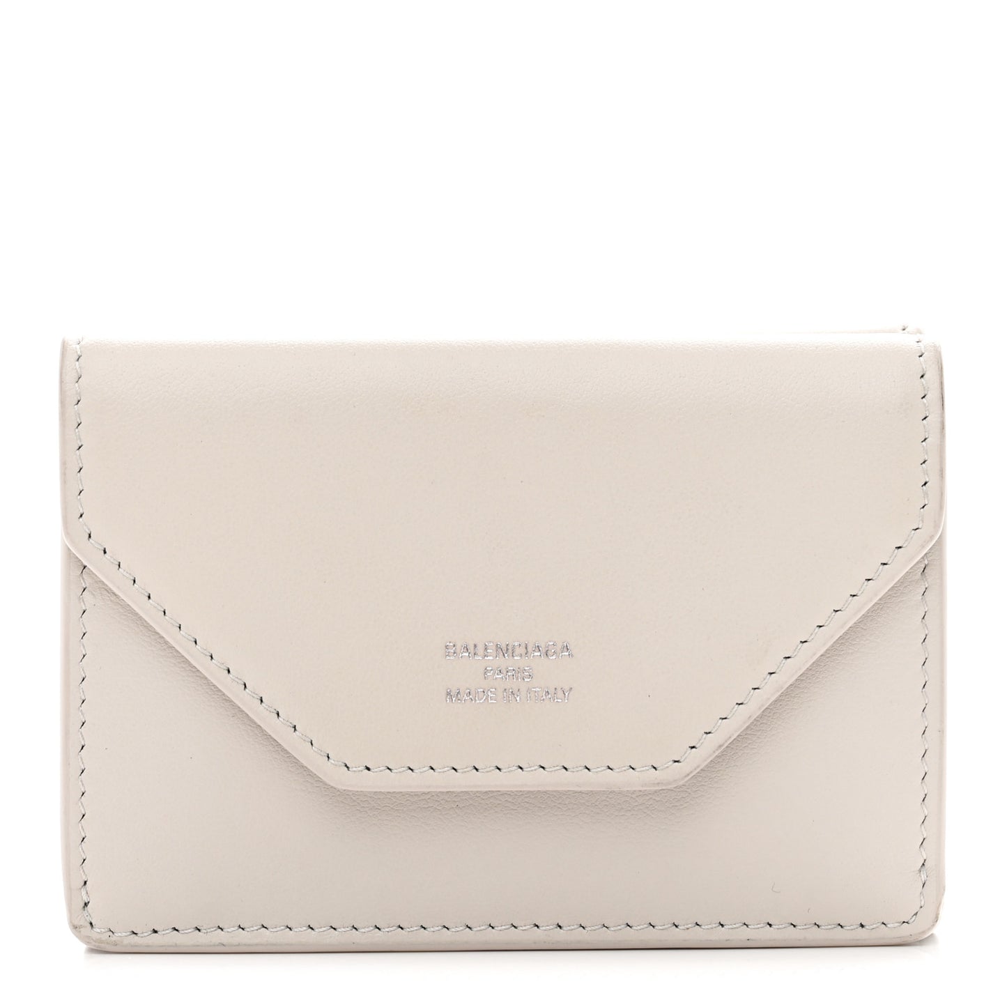 Smooth Calfskin Logo Envelope Compact Wallet White