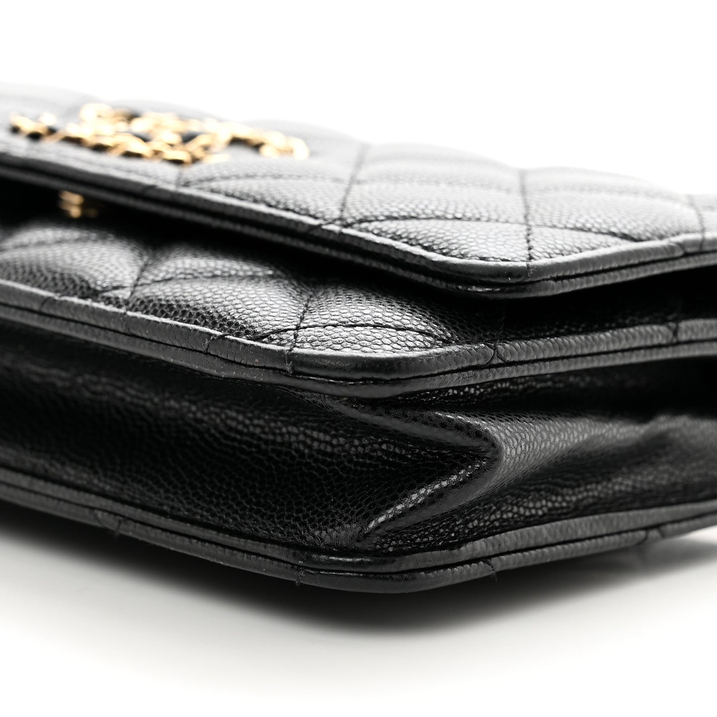 Caviar Quilted French New Wave Chain CC Wallet On Chain WOC Black