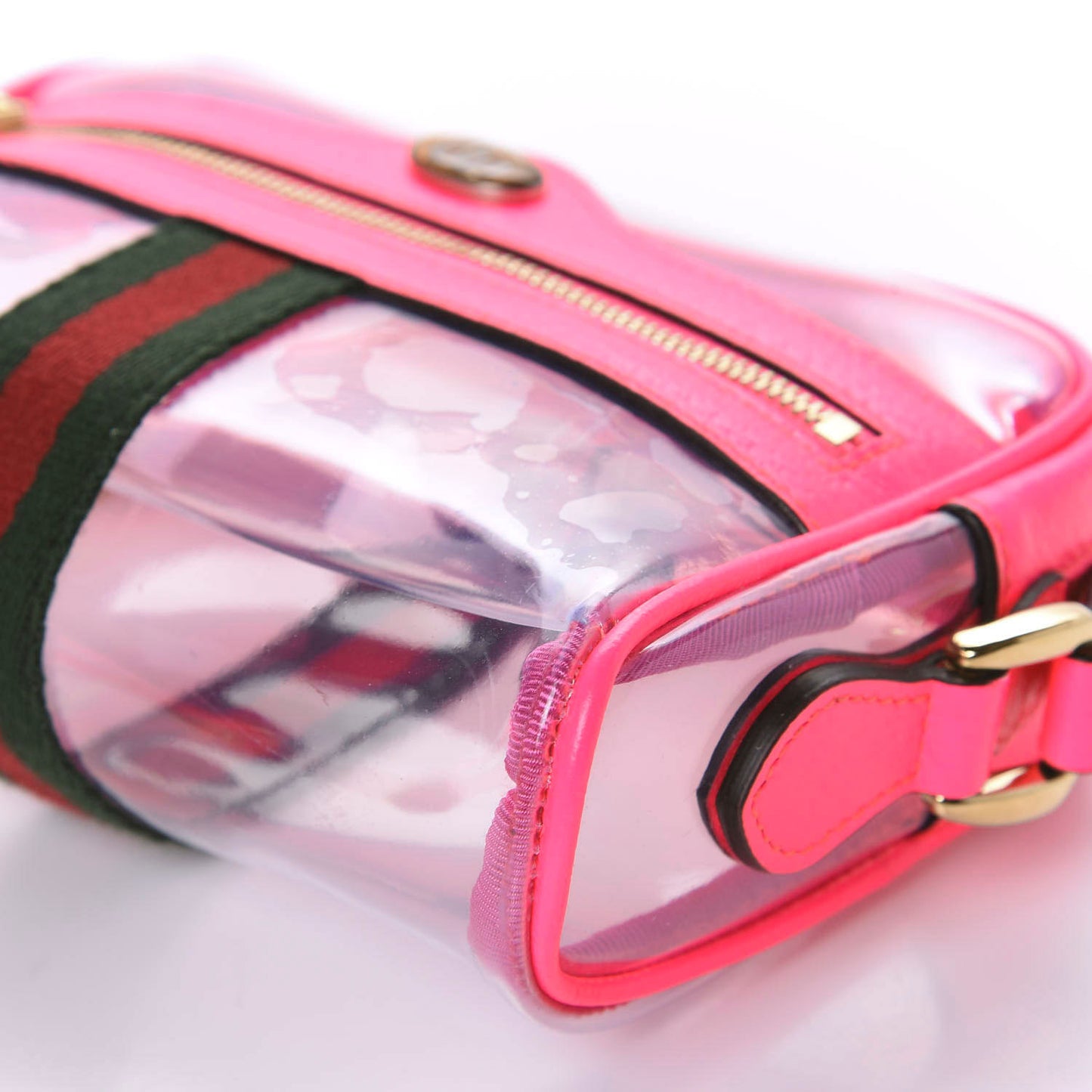 Vinyl Web Mini Ophidia Transparent Shoulder Bag Fluorescent Fuchsia