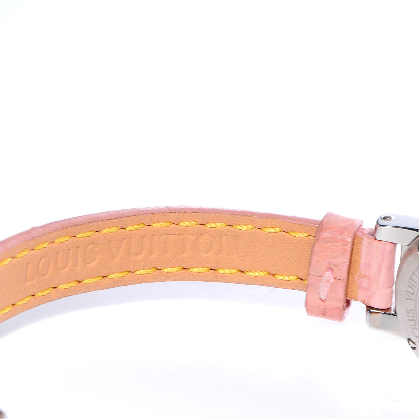 Stainless Steel Alligator Mother of Pearl 18mm Tambour Quartz Watch