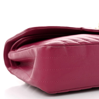 Chanel Lambskin Chevron Quilted Medium Double Flap Dark Pink 9 of 12