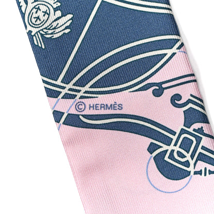 Hermes Silk Ex-Libris Twilly Rose Pale Vert Ocre 4 of 4