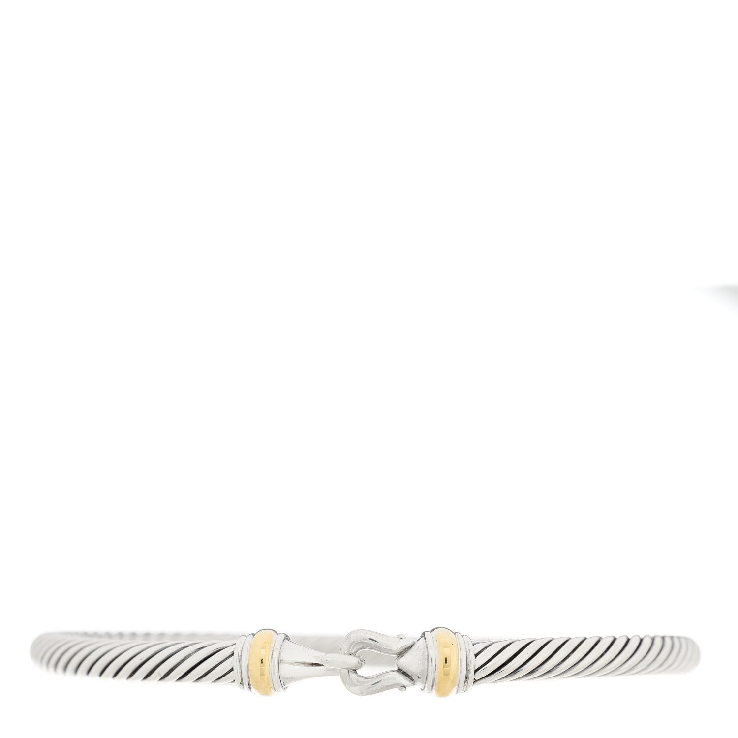 David Yurman Sterling Silver 18K Yellow Gold 5mm Cable Classic Buckle Bracelet 1 of 3