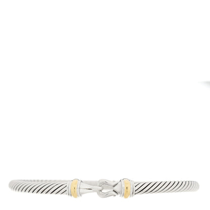 David Yurman Sterling Silver 18K Yellow Gold 5mm Cable Classic Buckle Bracelet 1 of 3