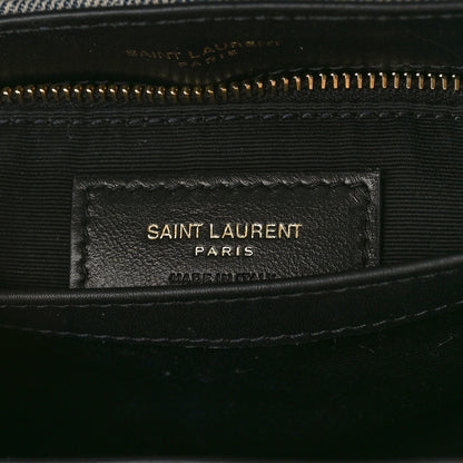 Saint Laurent Denim Y Quilted Monogram Toy Loulou Crossbody Bag Grey 6 of 9