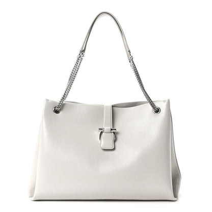 Salvatore Ferragamo Calfskin Large Mia Tote Grey 1 of 10