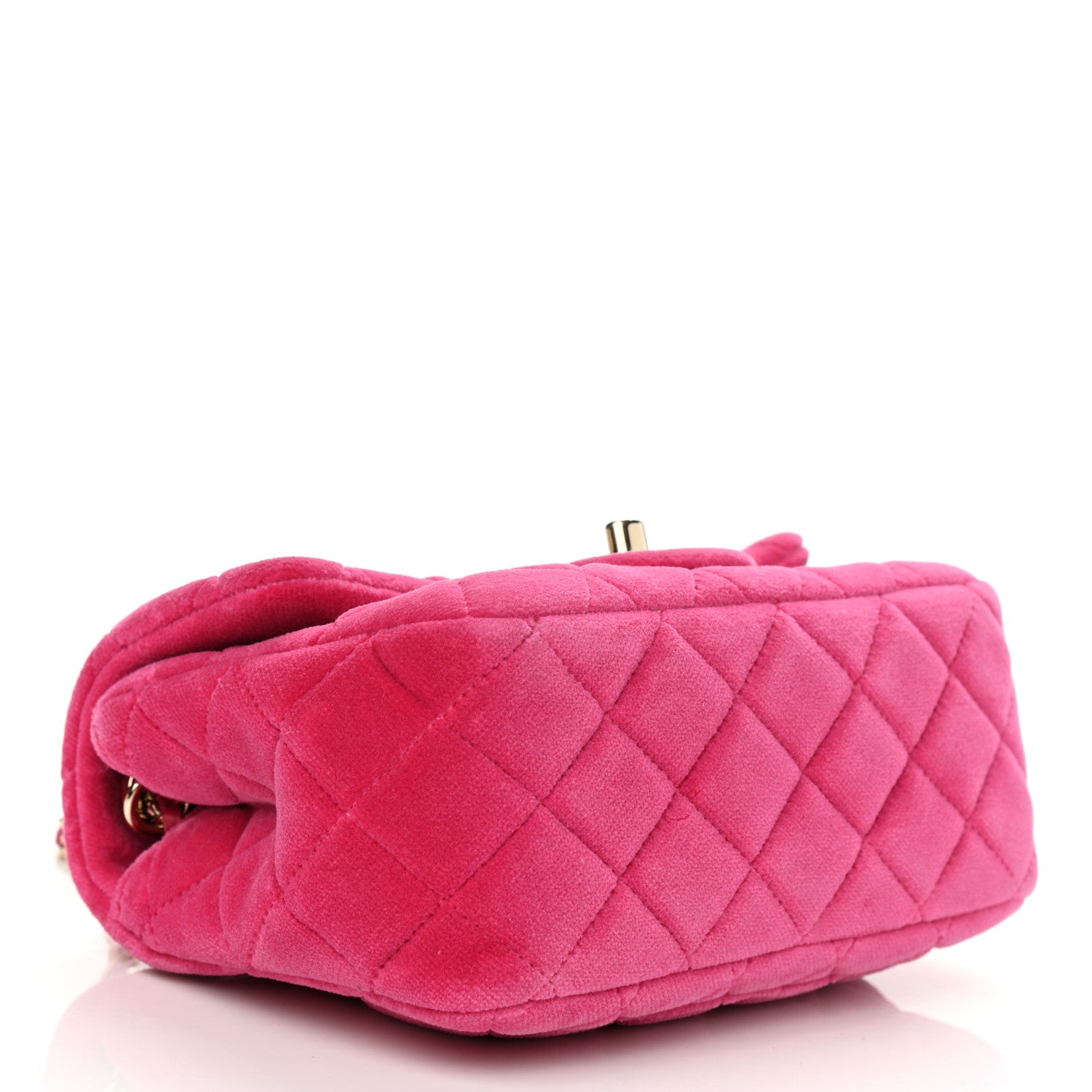 Chanel Velvet Quilted Mini Square Pearl Crush Flap Fuchsia 4 of 11