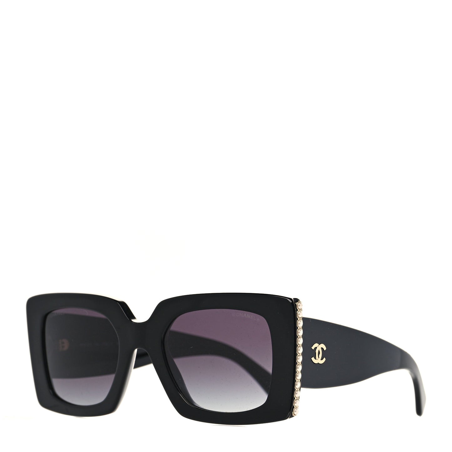 Acetate Pearl Rectangle Sunglasses 5480-H Black