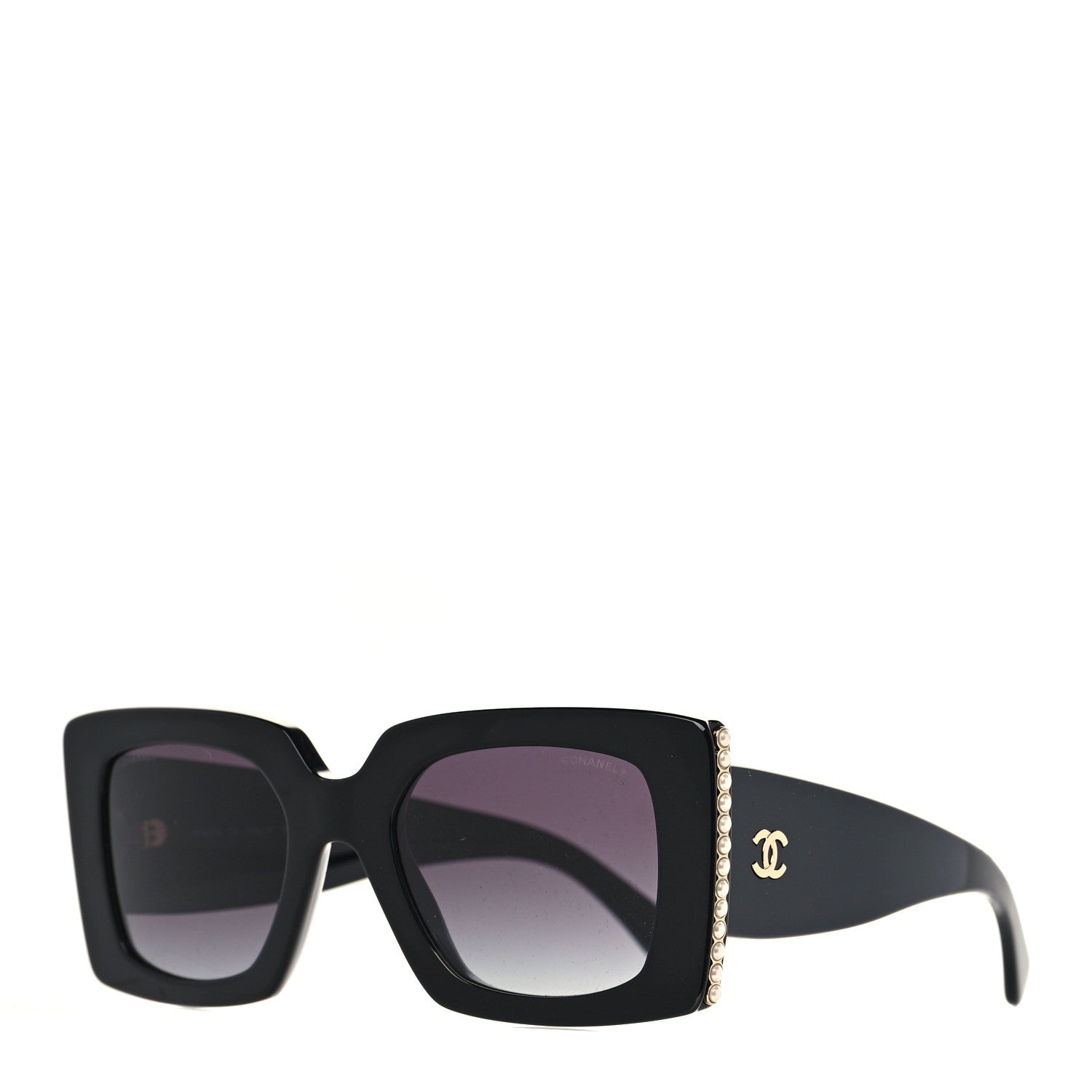 Chanel Acetate Pearl Rectangle Sunglasses 5480-H Black 1 of 7