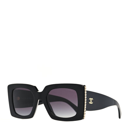 Chanel Acetate Pearl Rectangle Sunglasses 5480-H Black 1 of 7