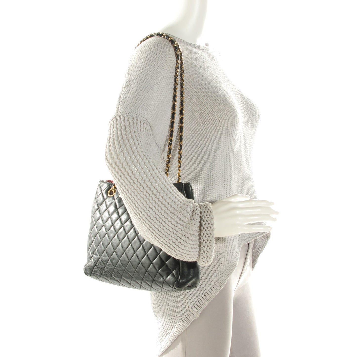 Lambskin Quilted Shoulder Bag Black