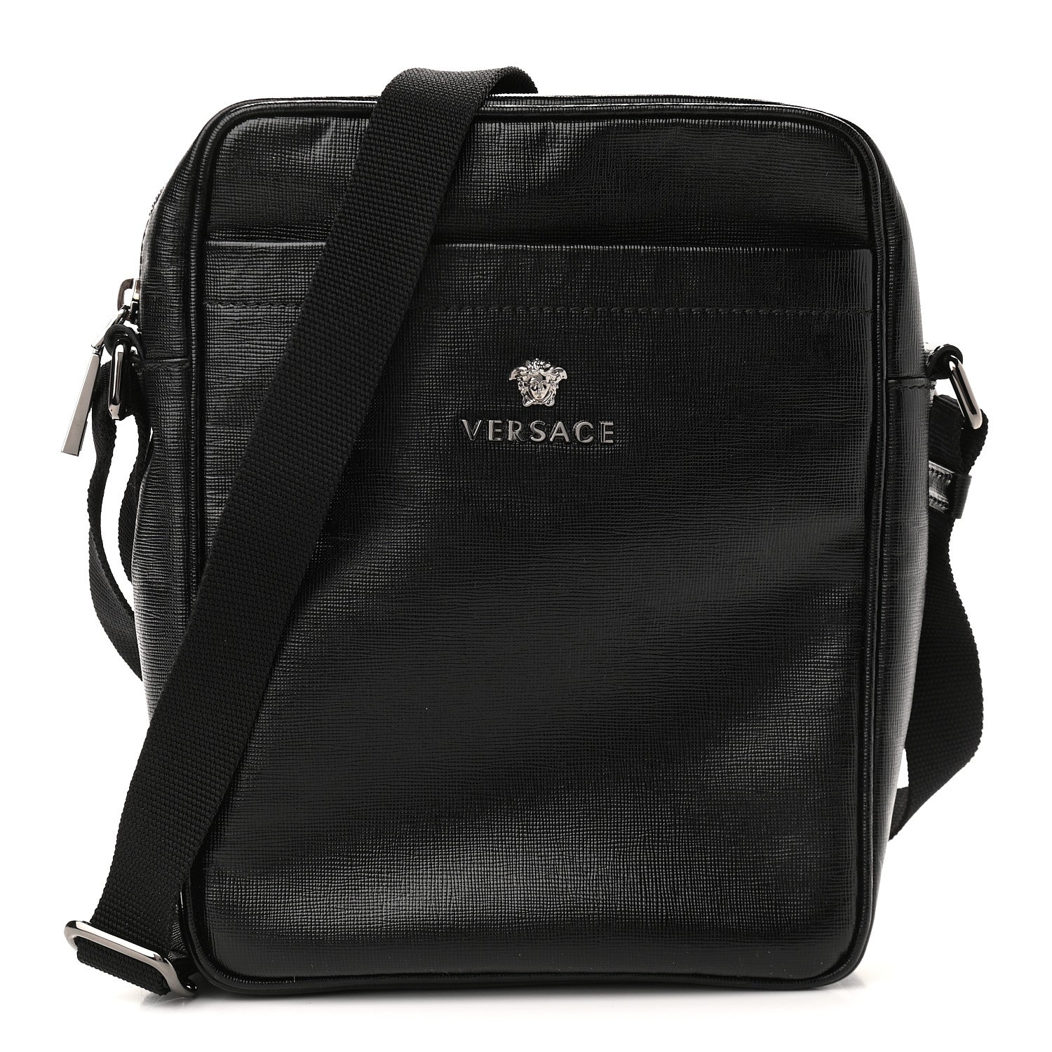 Versace Calfskin Messenger Bag Black 1 of 9