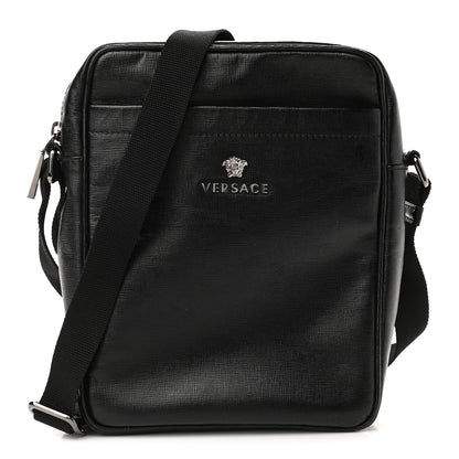 Versace Calfskin Messenger Bag Black 1 of 9