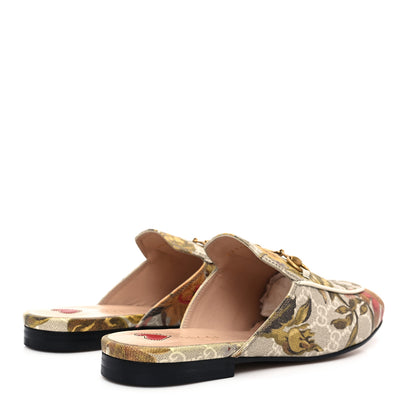 Gucci GG Supreme Monogram Malaga Kid Water Flora Womens Princetown Slippers 38.5 Beige White Multicolor Mystic White 5 of 11