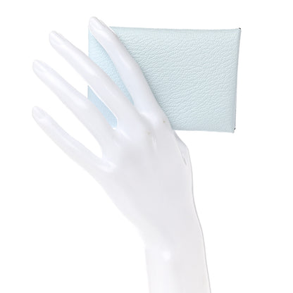 Hermes Chevre Mysore Calvi Card Case Bleu Brume 2 of 8