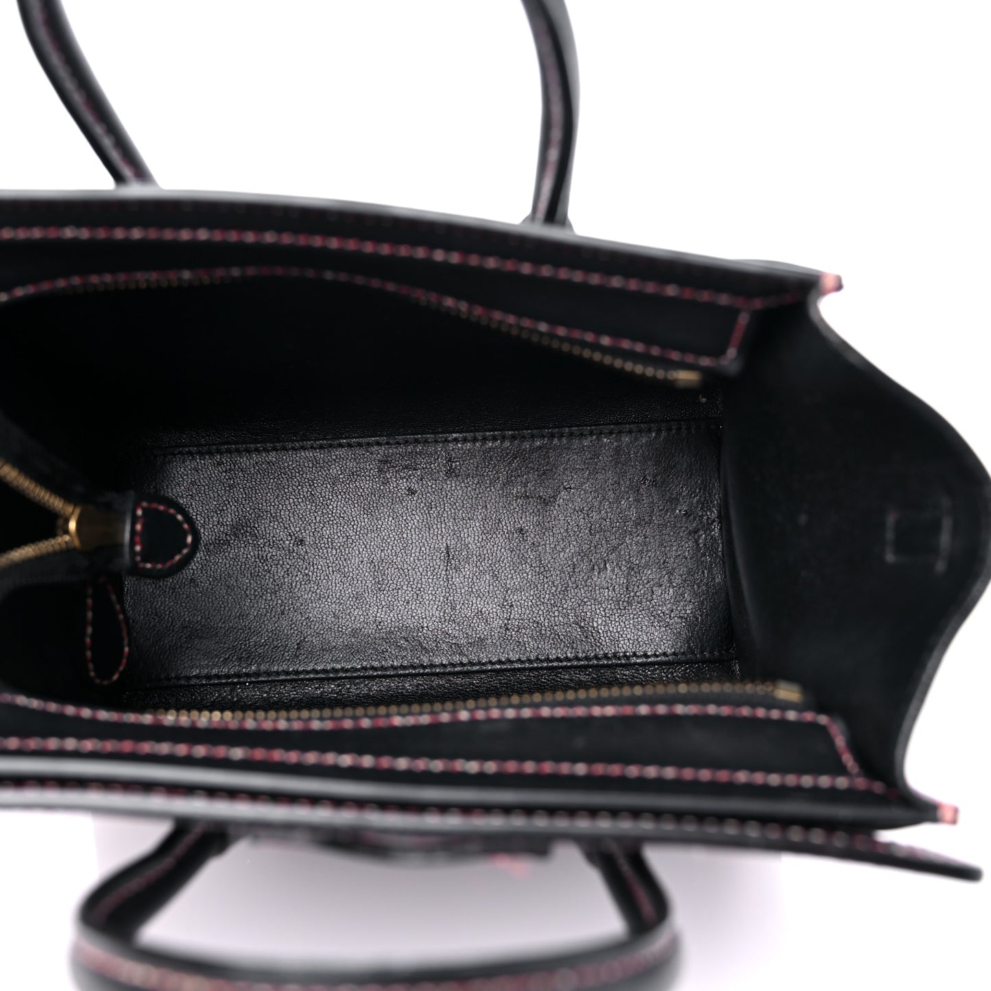 Shiny Smooth Calfskin Stitched Nano Luggage Black Multicolor