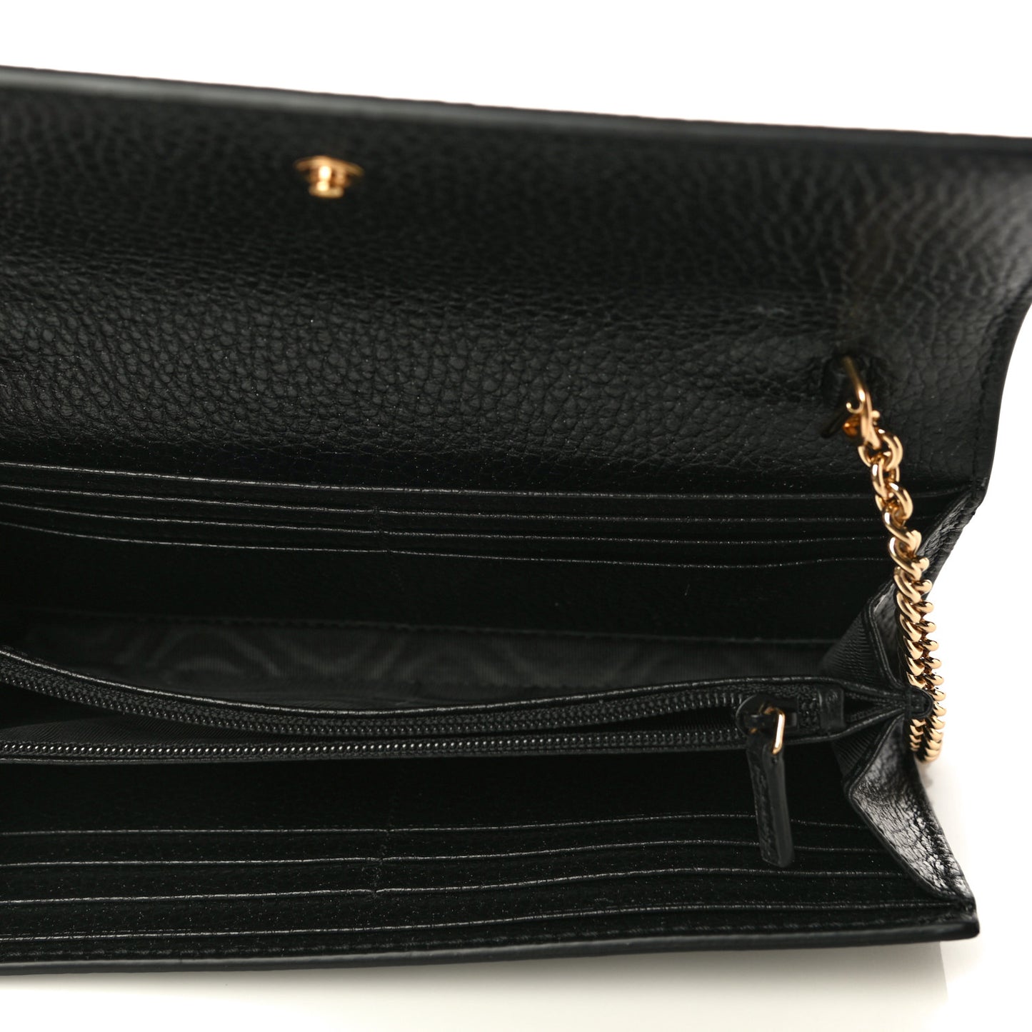 Dollar Calfskin GG Supreme Monogram Petite GG Marmont Wallet Chain Bag Black Beige Ebony