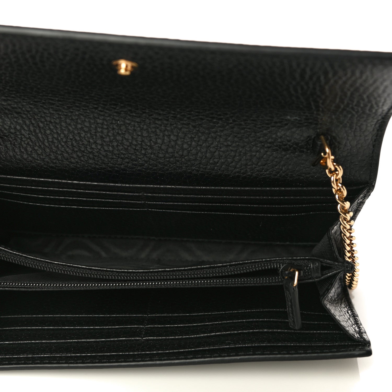 Gucci Dollar Calfskin GG Supreme Monogram Petite GG Marmont Wallet Chain Bag Black Beige Ebony 4 of 9