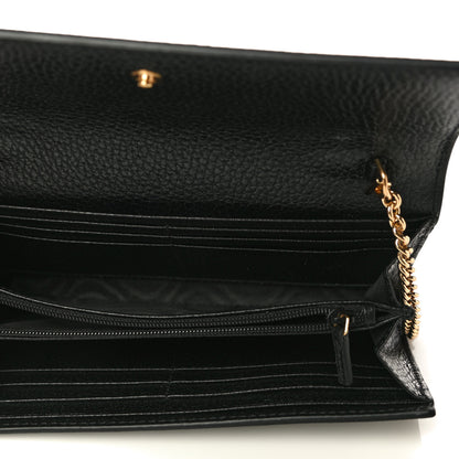Gucci Dollar Calfskin GG Supreme Monogram Petite GG Marmont Wallet Chain Bag Black Beige Ebony 4 of 9