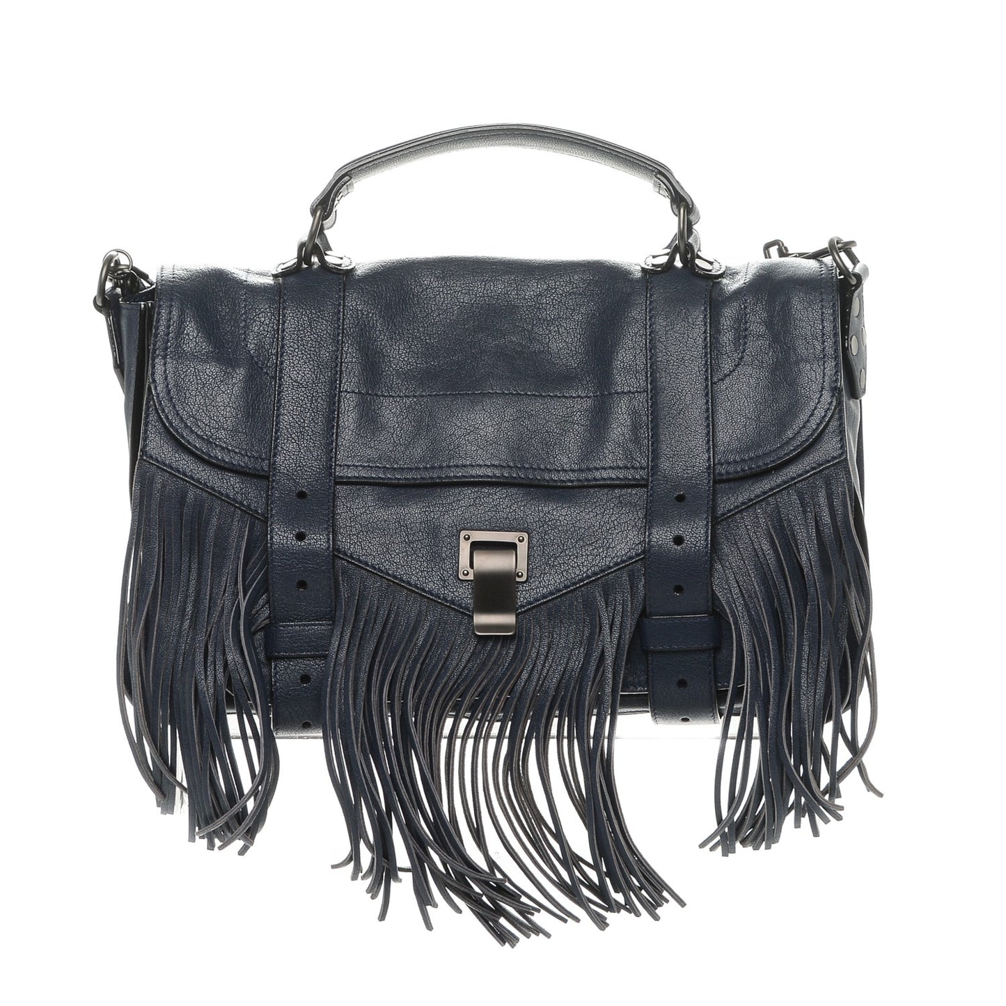 Lambskin Fringe Medium PS1 Satchel Midnight