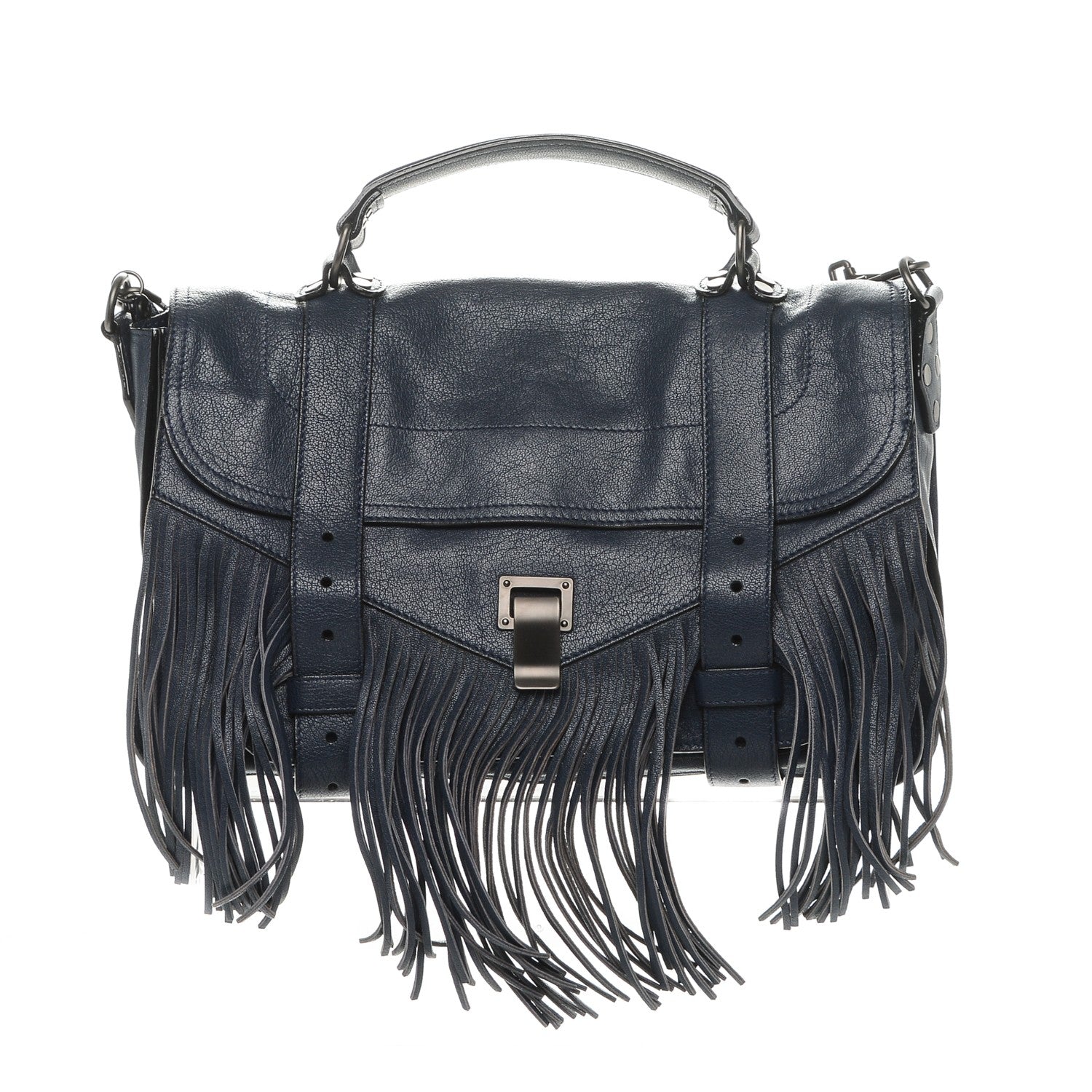 Proenza Schouler Lambskin Fringe Medium PS1 Satchel Midnight 1 of 6