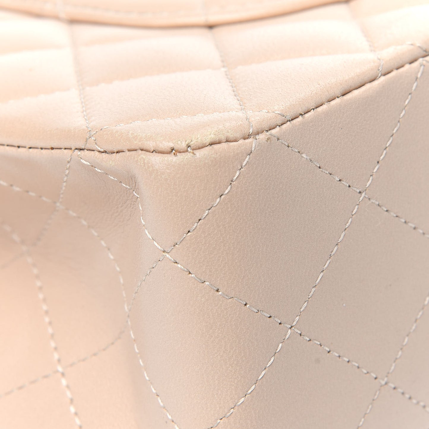 Lambskin Quilted Medium Double Flap Beige