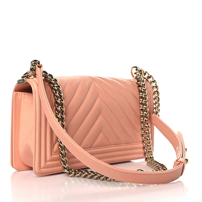 Chanel Caviar Chevron Quilted Medium Boy Flap Light Orange 3 of 10