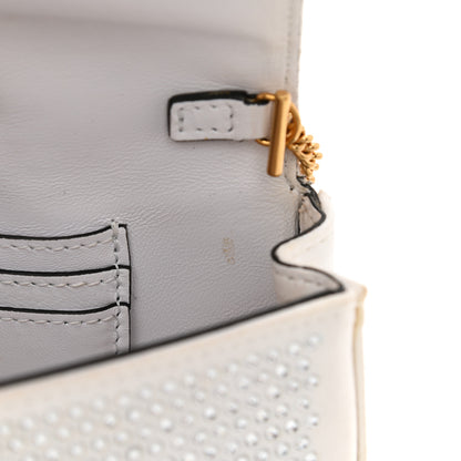 Versace Satin Crystal Virtus Chain Clutch White 8 of 10