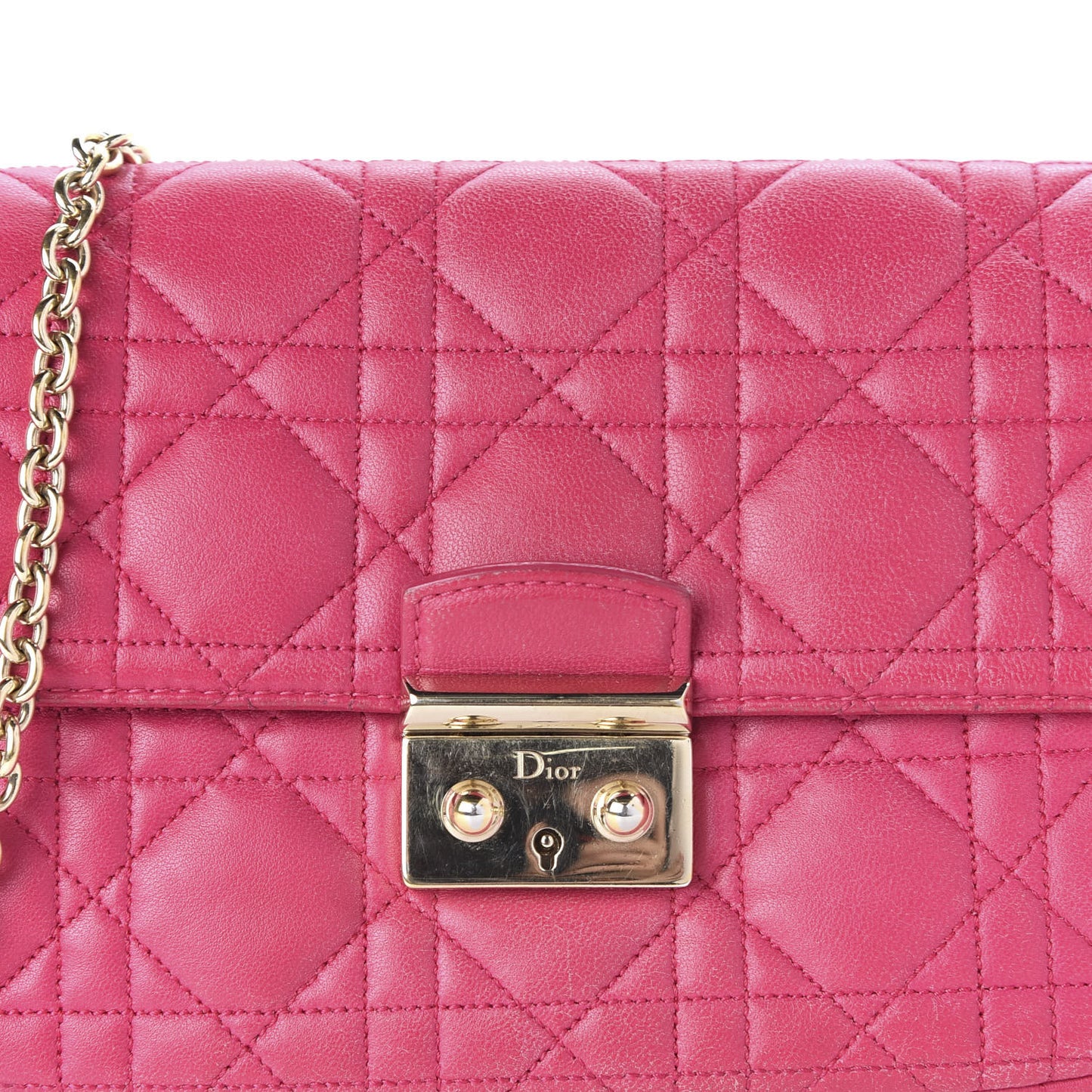 Lambskin Cannage Miss Dior Promenade Pouch Fuchsia