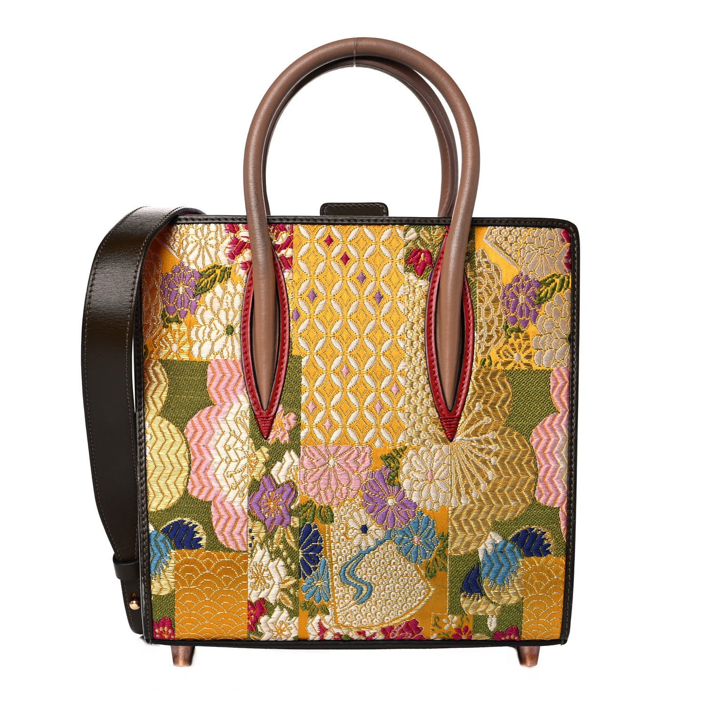 Calfskin Embroidered Beaded Small Paloma Multicolor Brown