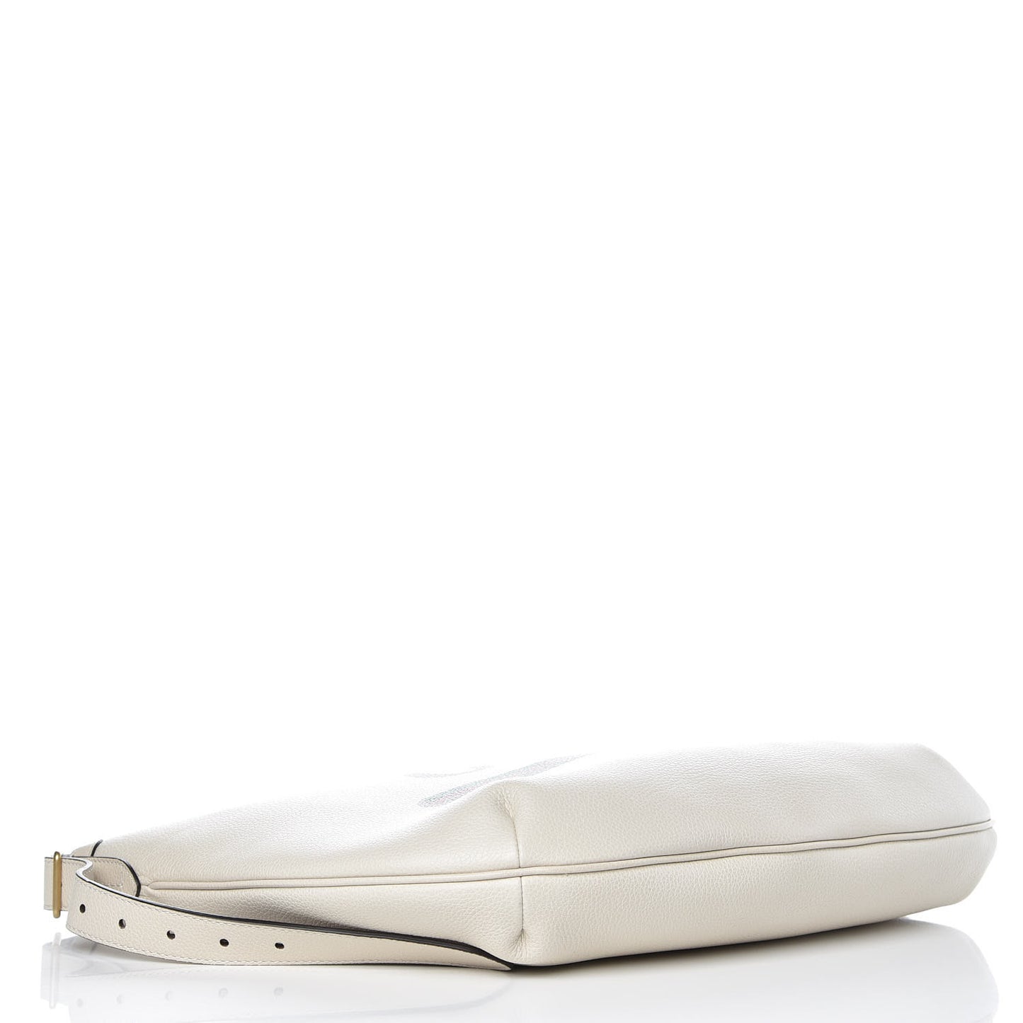 Grained Calfskin Logo Half Moon Hobo White