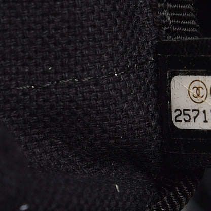 Chanel Coated Canvas Camellia Medium Shopping Tote Black Beige 7 of 14