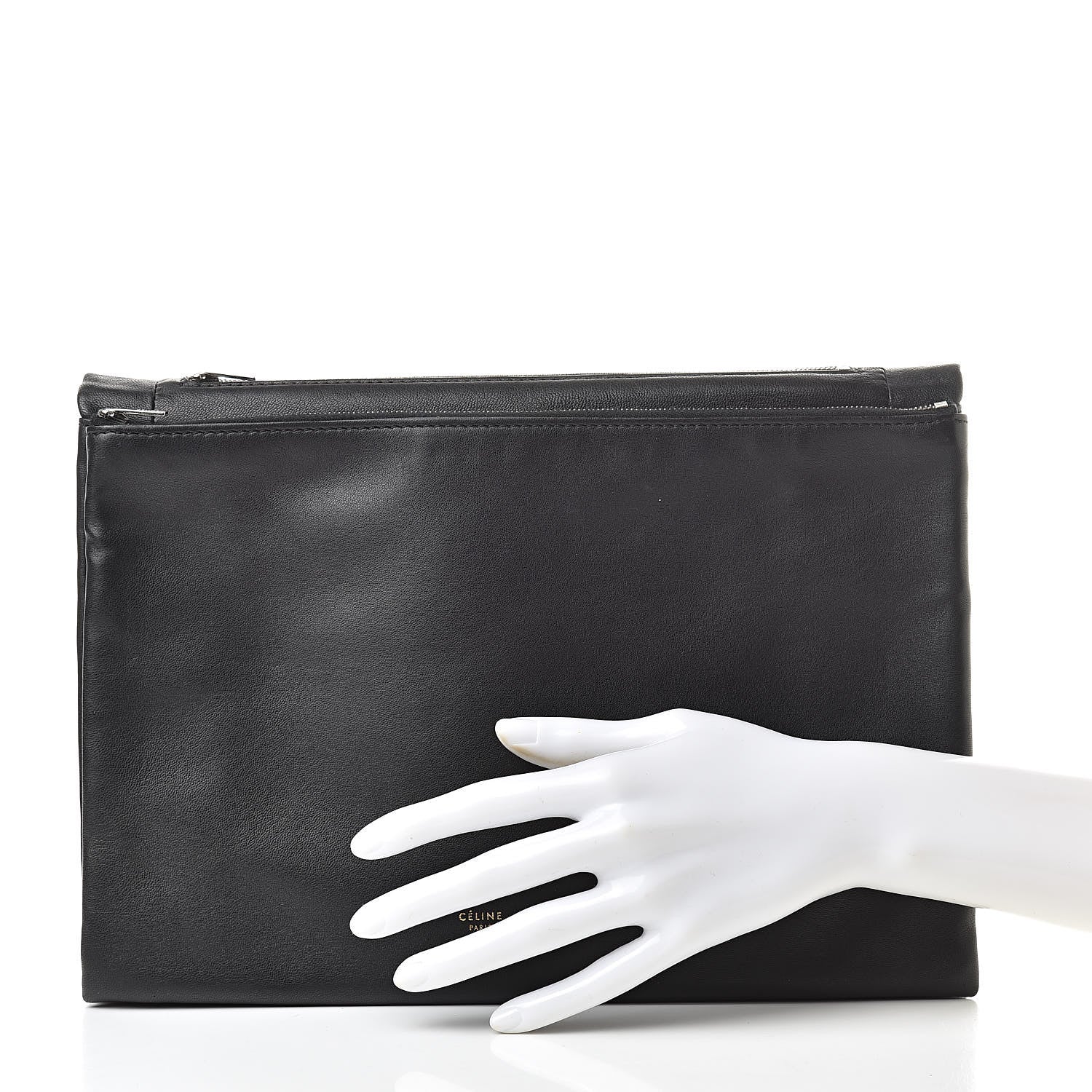 Celine Lambskin Roll Clutch Black 2 of 8