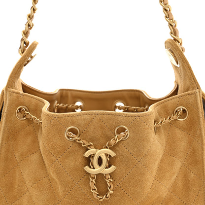 Chanel Suede Quilted Mini Chanel 25 Handbag Beige 8 of 11