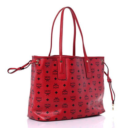 MCM Visetos Medium Liz Reversible Shopper Tote Ruby Red 3 of 16