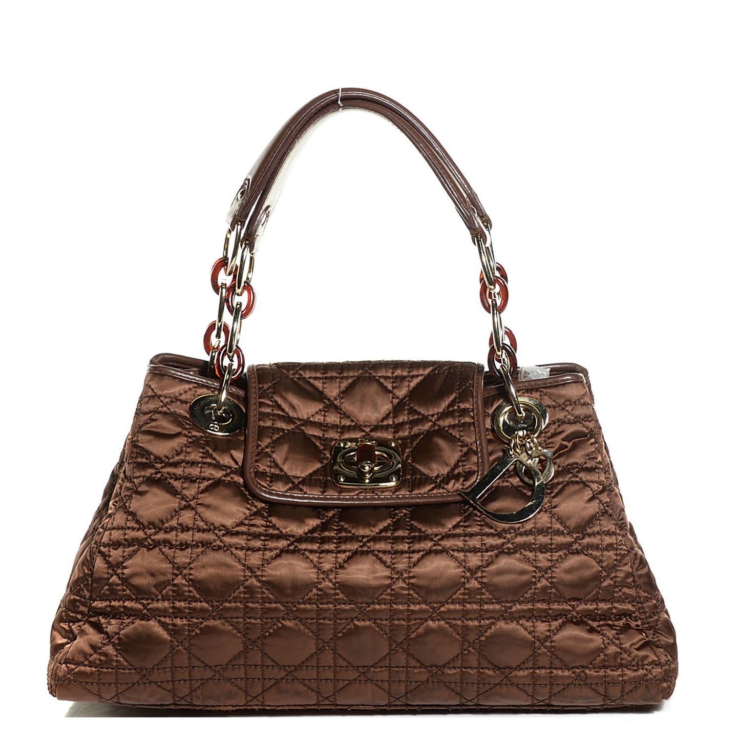 Nylon Cannage Medium Charming Lock Tote Chocolate