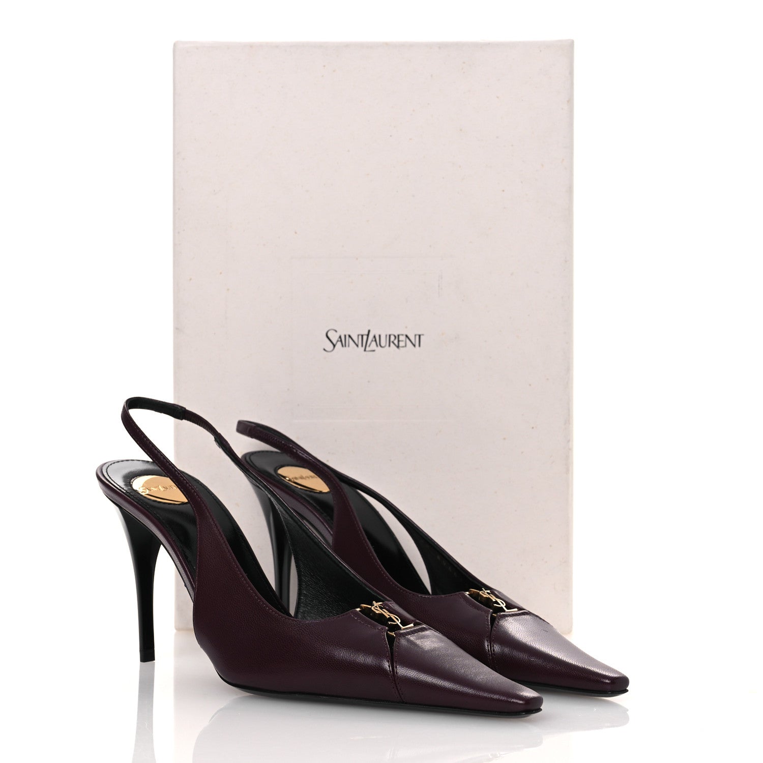 Saint Laurent Nappa Babylone Breteuil Slingback Pumps 36 Bordeaux 12 of 12