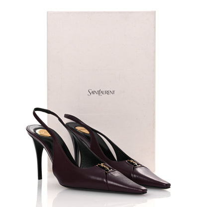 Saint Laurent Nappa Babylone Breteuil Slingback Pumps 36 Bordeaux 12 of 12