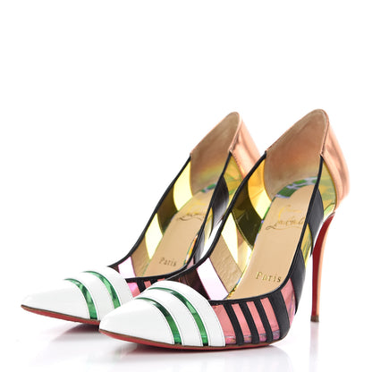 Christian Louboutin PVC Patent Metallic Calfskin Brandy 100 Pumps 38 Multicolor 3 of 14