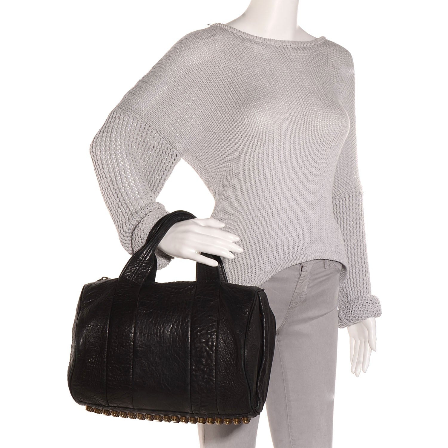 Alexander Wang Pebbled Lambskin Rocco Black Antique Brass Hardware 2 of 8